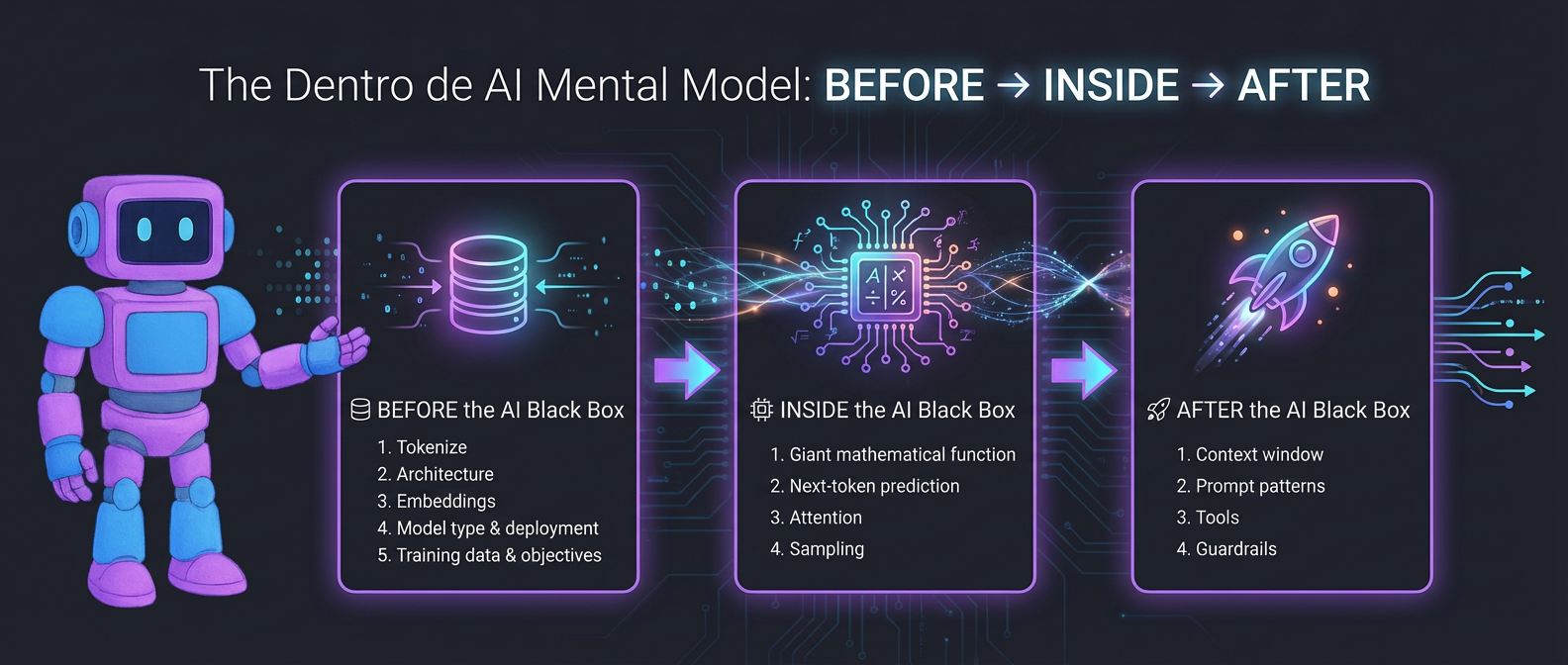 The Dentro de AI Mental Model: BEFORE → INSIDE → AFTER